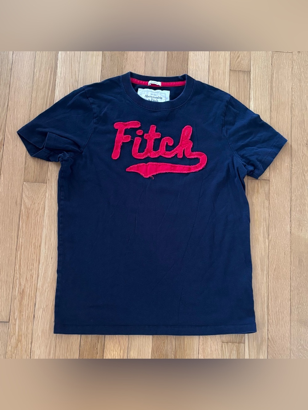 Vintage Abercrombie And Fitch Muscle T Shirt Navy Red Script “Fitch” Mens Large